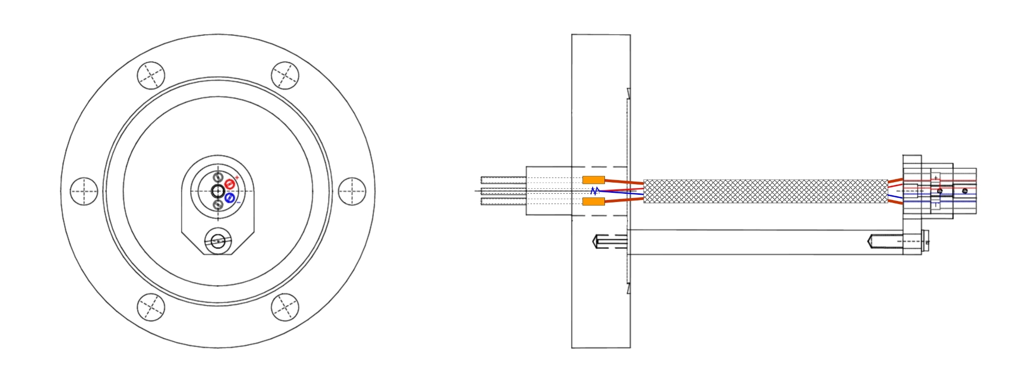CF40 flangs with electrical feed through