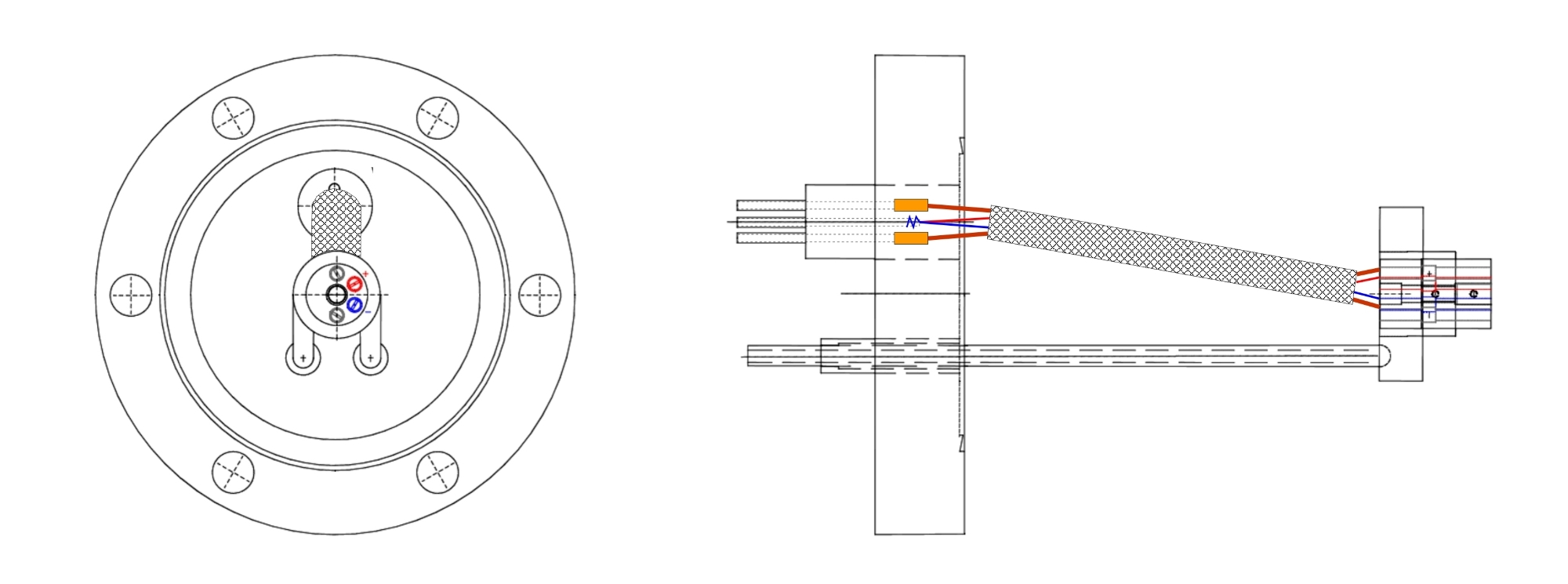 CF40 flangs with electrical feed through